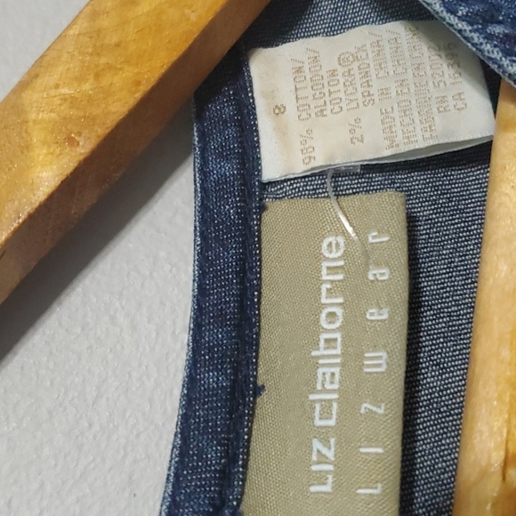 Liz Claiborne Womens Size 8 Blue Denim Dress Front Pockets Classic - Picture 5 of 11